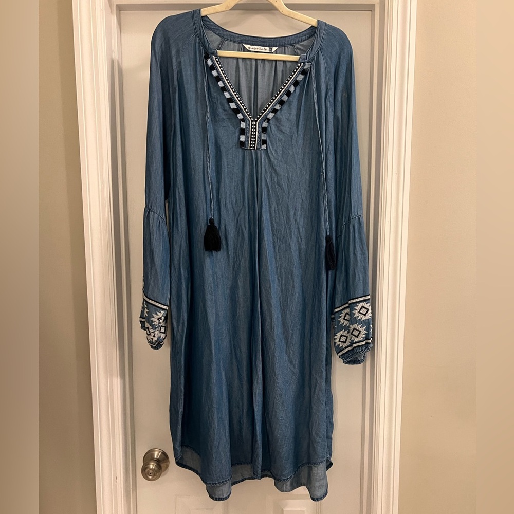 Given Kale Blue Embroidered Dress 3XL